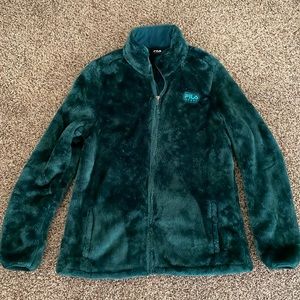 Fila Sport Teal Fluffy Winter Zip Up Jacket Size XL